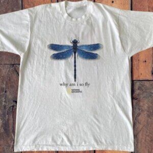 National Geographic dragonfly graphic tee white t-shirt.